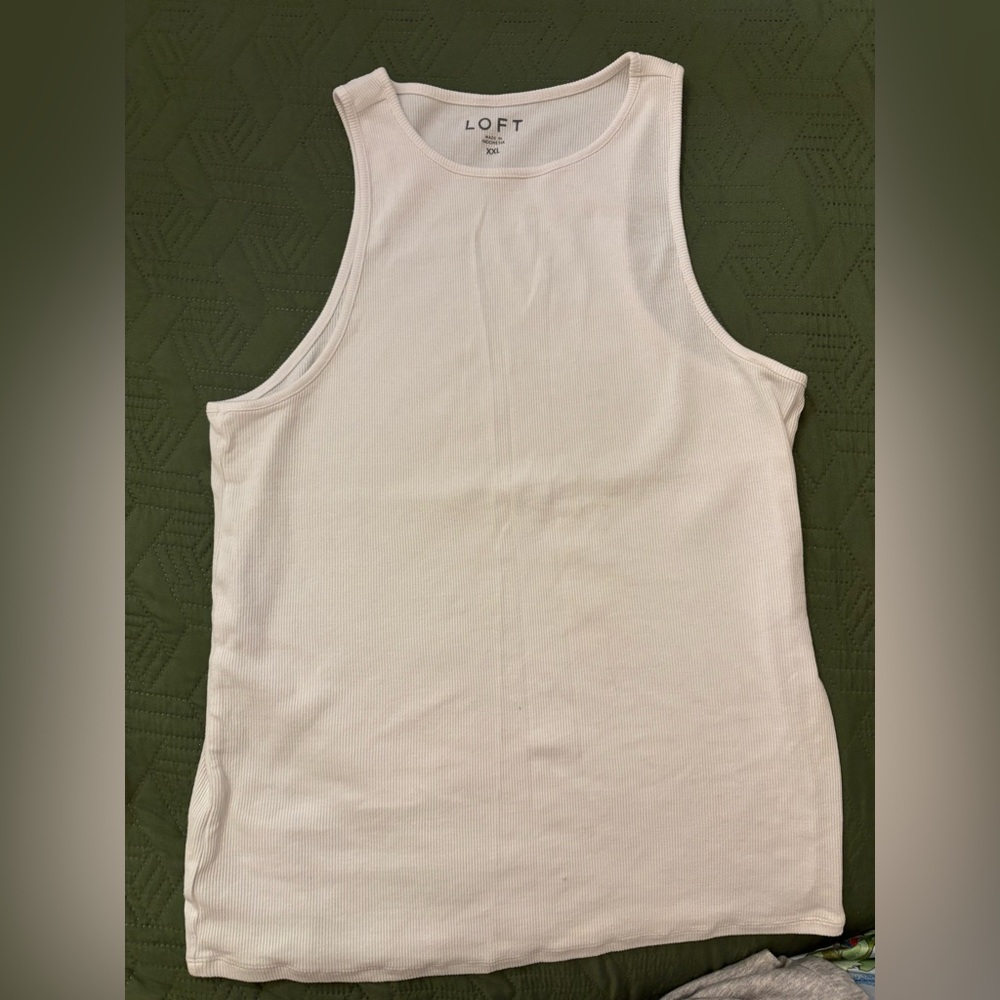 LOFT Cream Ribbed Tank Top